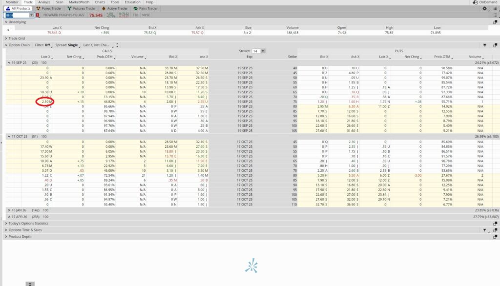 Profitable stock investing using this option chain